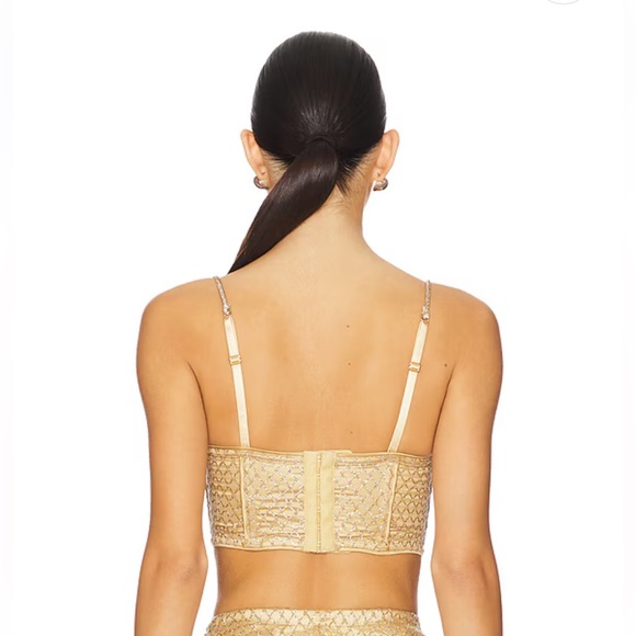 For Love & Lemons Glitter Grid Bustier Top in Gold NWOT Size S - Picture 3 of 10
